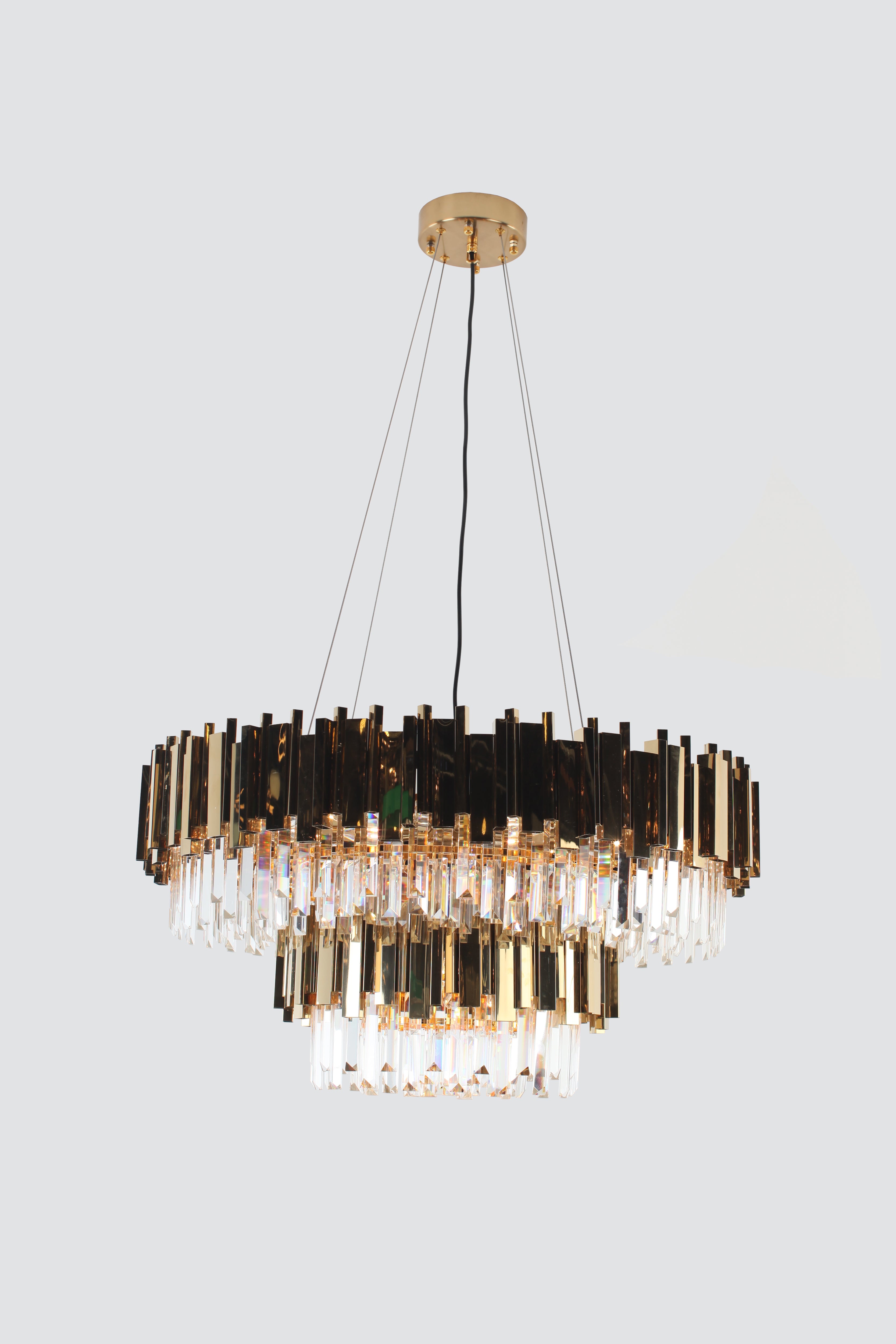 Two Tier Brass Crystal Chandelier – Modern Concept